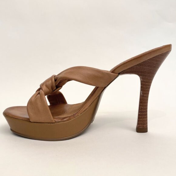 Steve Madden Tan Leather Heel Sandals Size 7 - Picture 6 of 13